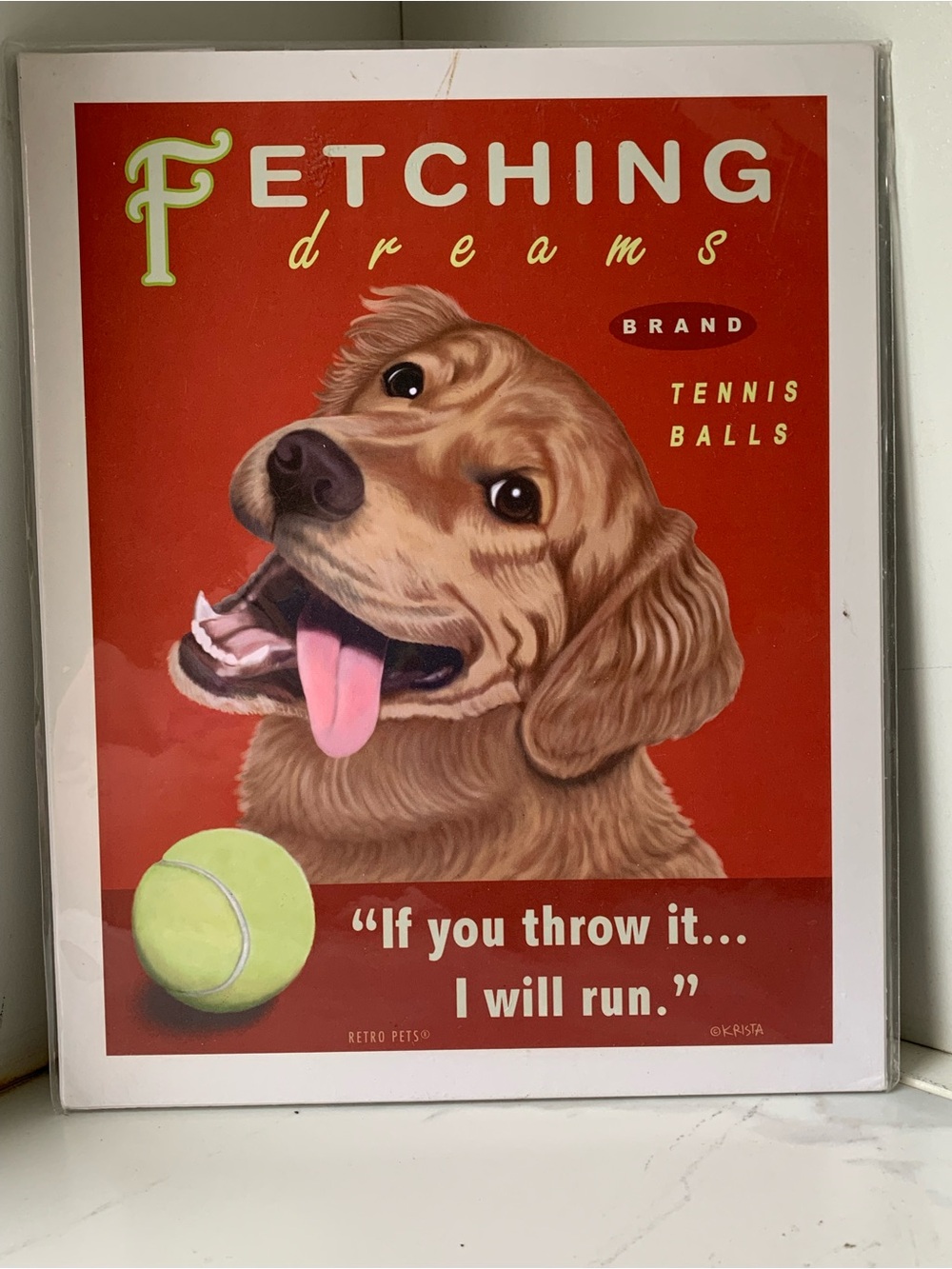 Fetching Dreams Tennis Balls Dog Wall Art - Red